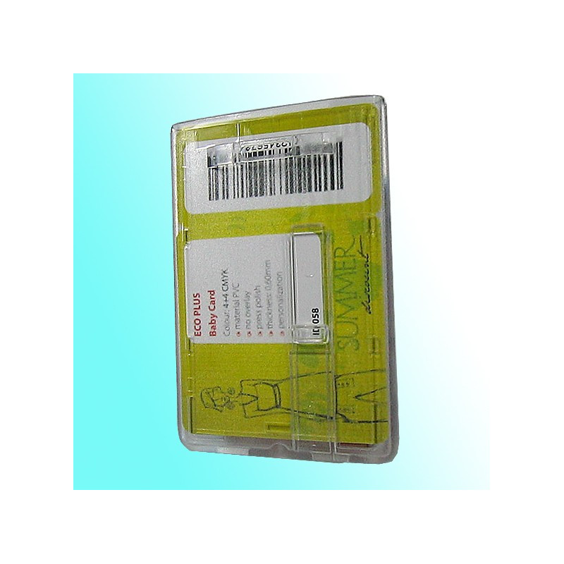 Scheckkartenhalter mit Schieber, Befestigungsbügel und Langloch