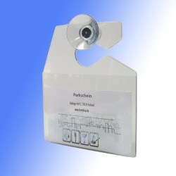 Stabiler Parkkartenhalter aus Hart-PVC – 70 x 80 mm inkl. Saugnapf-Set