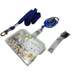 Scheckkartenhülle mit Schieber- Ausweisjojo-Clip-Umhängeband