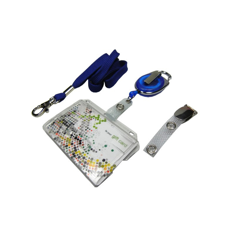 Scheckkartenhülle mit Schieber- Ausweisjojo-Clip-Umhängeband