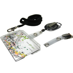 Scheckkartenhülle mit Schieber- Ausweisjojo-Clip-Umhängeband