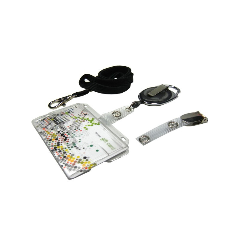 Scheckkartenhalter mit Schieber- Ausweisjojo-Clip-Umhängeband