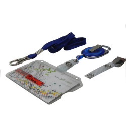 Ausweisset mit rotem Schieber – Horizontale Scheckkartenhülle, Jojo & Lanyard