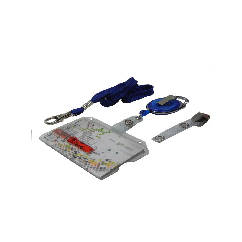 Ausweisset mit rotem Schieber – Horizontale Scheckkartenhülle, Jojo & Lanyard