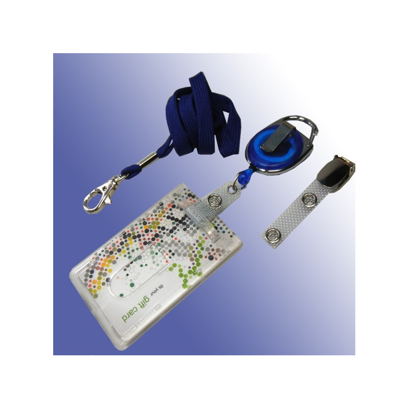 3-in-1 Ausweisset: Kartenhalter mit Daumenausschub, Jojo & Lanyard